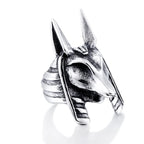 BEIER Stainless Steel Egypt Cross Anubis God Finger Rings For Men Punk Wolf Head Knuckle Ring Statement Retro Jewelry BR8-360
