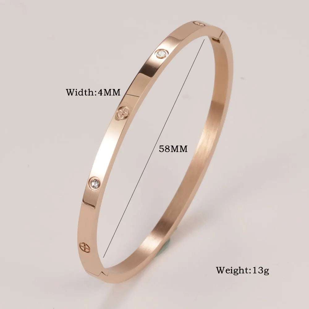 Iced Crystal Cuff Bangle Bracelet — Steel