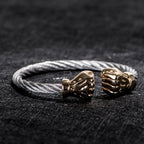 Fist Open Cuff Bangle Elastic Bracelet for Men — Two-Tone