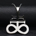 Cross Silver Pendant Satan Church Symbol Kolye