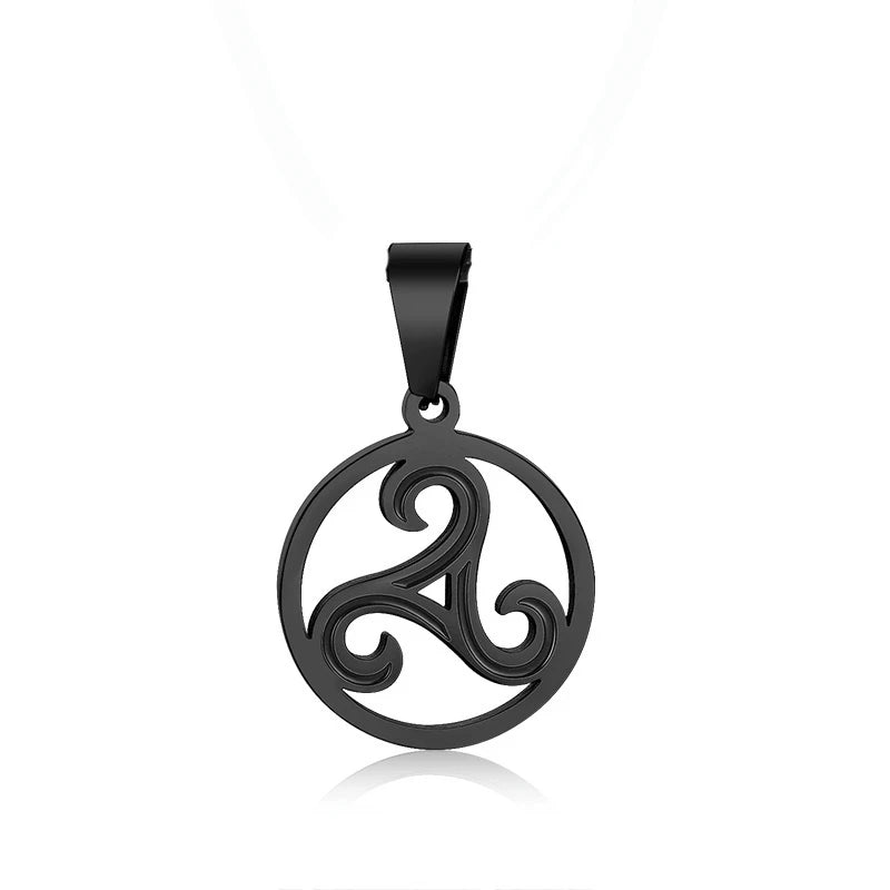Triskelion Triple Spiral Pendant — Stainless