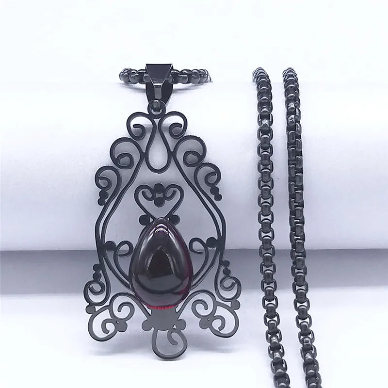 Gothic Flower Pendant Necklace — Stainless Steel