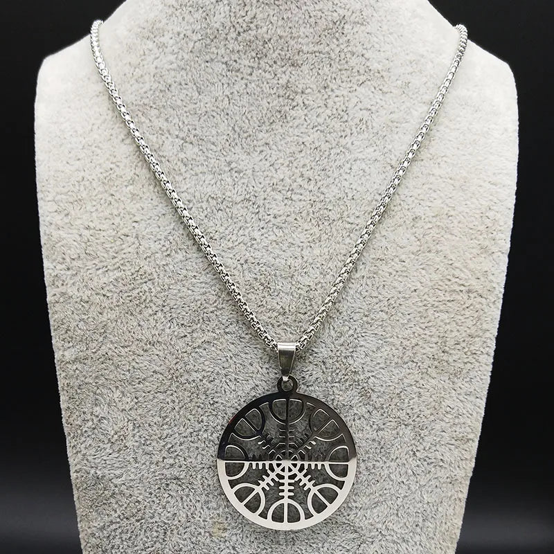 Viking Compass Pendant Necklace — Stainless Steel