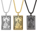Dawapara Skeleton Tarot Necklace Amulet Marigold Tarot Card Major Arcana Necklaces Halloween Gift Stainless Steel