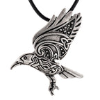 Vintage Nordic Viking Crow Totem Pendant Necklace for Men