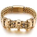 Gold Color Stainless Steel Chain Bracelet for Man Punk Gothic Skull Wristband With Magnetic Clasp Animal Head Homme
