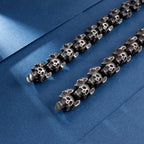 12/15mm Evil Ghost Head Skull Chain Bracelet Men 316L Stainless Steel Punk Shiny Matte Biker Rock Demon Jewelry