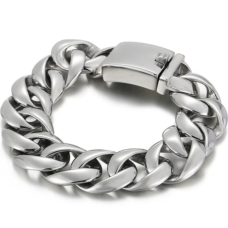 Massive Man Bracelet Men's Boys Matte 316l Stainless Steel 20MM Width Link Chain Bangle Man Wrist Bracelets On Hand