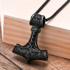 Vnox Vintage Men Norse Viking Necklaces,Rock Punk Retro Thor Mjolnir Hammer Pendant,Scandinavian Nodic Amulet Rune Neck