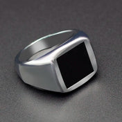Square Signet Ring for Men — Wide Black-Tone Band