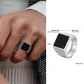 Black Oval Signet Ring — Stainless Steel