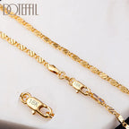 DOTEFFIL 18K Gold 2mm Charm Chain Necklace 16/18/20/22/24/26/28/30 Inch For Women Man Wedding Fashion Jewelry