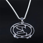 Mammon Silver Round Pendant Necklace — Stainless Steel