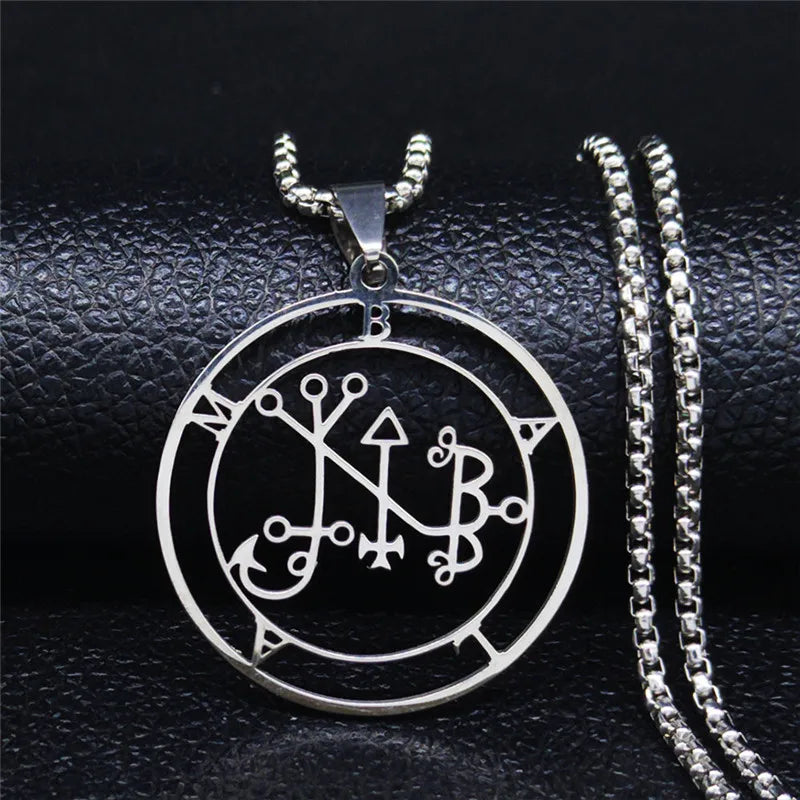 Demon Silver Pendant Seal Satan Balam Colar N7012s03