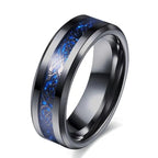 8mm Fashion Brushed Black Ring Simple Stripe Stainless Steel Ring Men Wedding Band