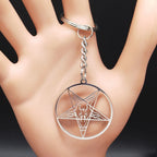 Baphomet Steel Ring Large Hollow Keychains Goat
