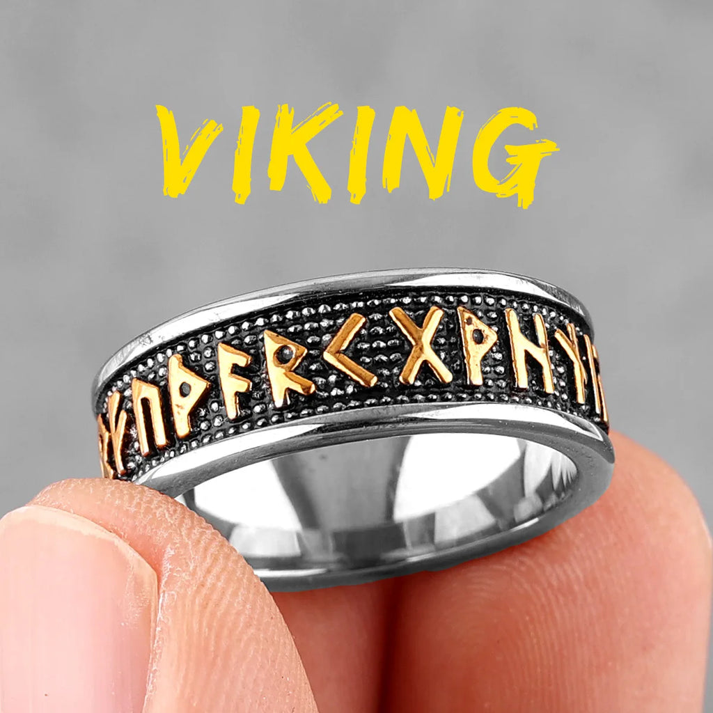 Retro Viking Character Stainless Steel Mens Rings Punk Simple Amulet For Male Boyfriend Biker Jewelry Creativity Gift