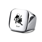 Vnox 18mm Signet Ring For Men Women, The Zodiac 12 Horoscope Constellation Sign Finger Band, Stainless Steel Aries Punk
