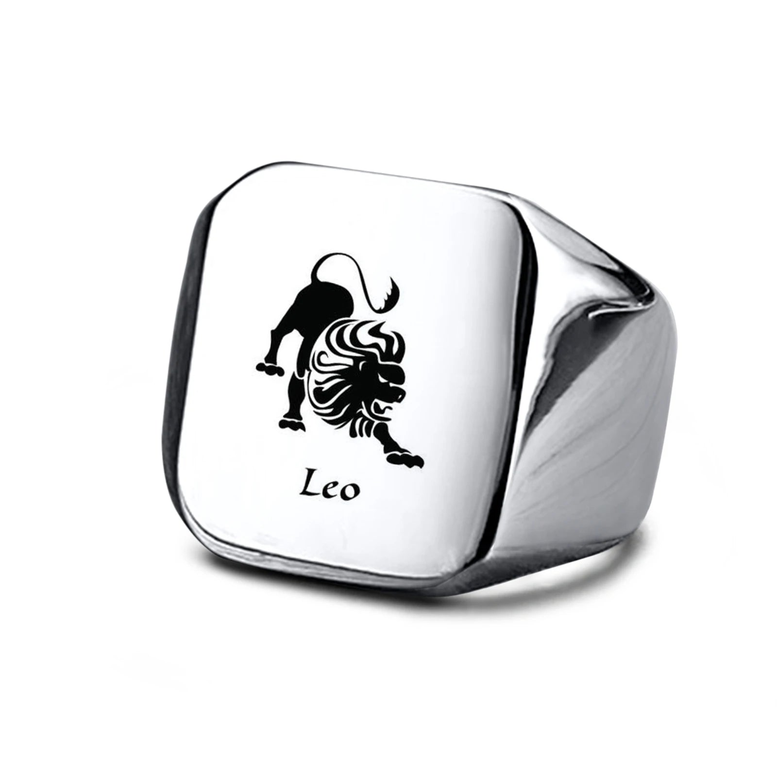 Vnox 18mm Signet Ring For Men Women, The Zodiac 12 Horoscope Constellation Sign Finger Band, Stainless Steel Aries Punk