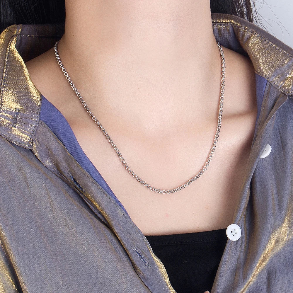 Rolo Chain Necklace 3mm for Men — Silver-Tone, 18 to 28 Inch