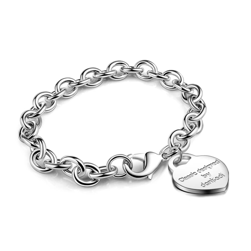 Hot Sales Charm Bracelets for Women Fashion 100% 925 Sterling Silver Love Heart Knot Cuff Bangle Bracelet Jewelry Gift Pulseira