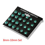 New 12 Pair/Pack White Shiny Wedding Stud Earrings Set For Women Men Crystal Jewelry Accessories Oorbellen Jewelry