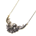 Sunspicems Gray Crystal Bohemia Turkish Women Pendant Necklace Retor Gold Color Indian Flower Charm Choker Wedding