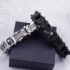 Rock And Roll CZ & 316L Stainless Steel Cast Metal Bicycle Chain Men's Bracelets For Man Boys Biker Jewellery
