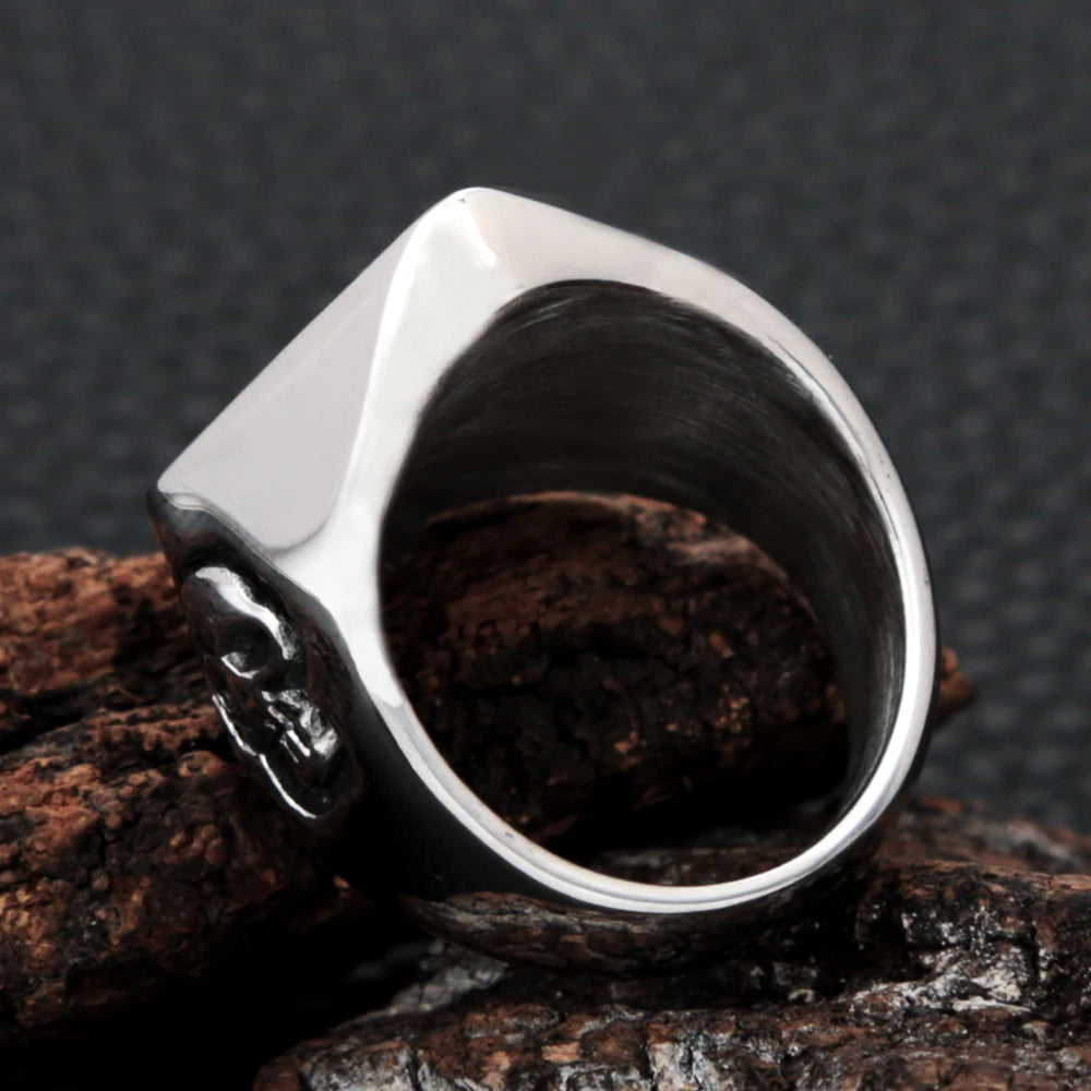 Simple Retro 1% Lucky Number Ring Men And Women Punk Fashion Stainless Steel Biker Skull Ring Amulet Jewelry Gift Wholesale
