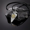 Viking Rune Shield Necklace Men Gold Color Antique Steel Norse Spear Trident Amulet Self-defense Pendant Never Fade