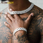 New 19mm Fashion CZ Miami Cuban Chain Heavy Necklace Two Tone Color Iced Out Bling Cubic Zirconia Necklaces Men Hip Hop