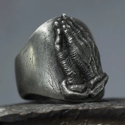 Virgin Mary Praying Hands Ring for Men — Vintage Religious Band