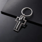 Religious Rotating Cross Keychain — Metal Car Key Holder