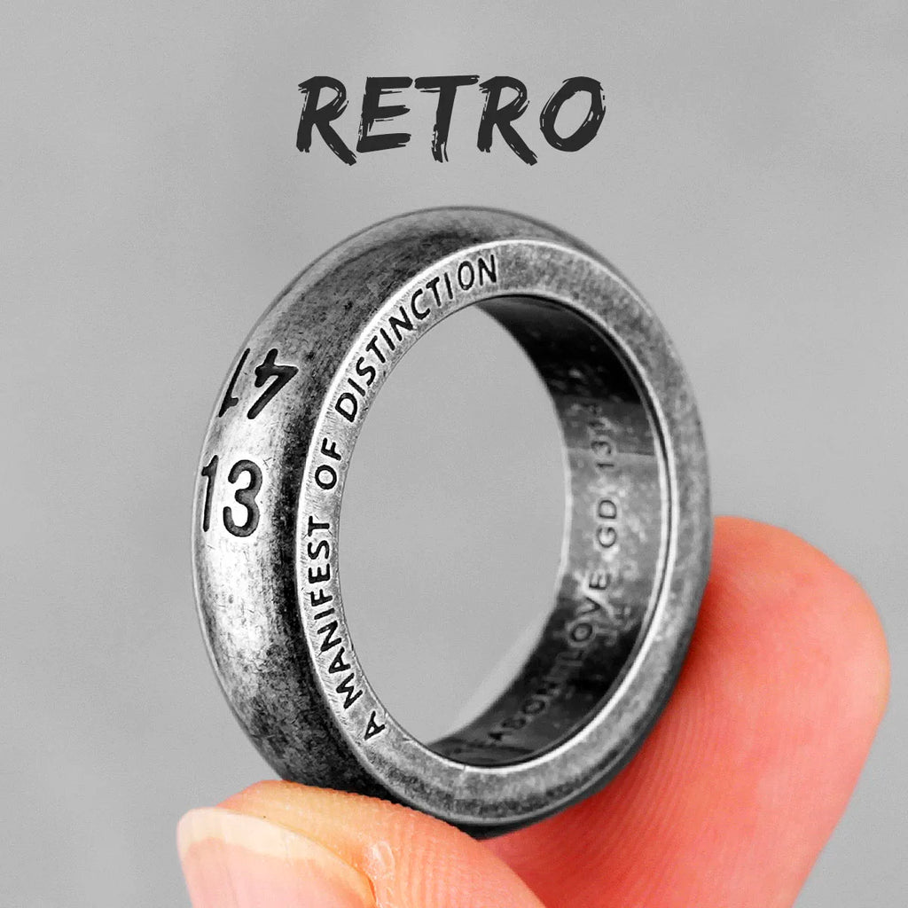 Simple Punk Retro Black Stainless Steel Mens Rings for Women Couple Lover Boy Girlfriend Biker Jewelry Creativity Gift
