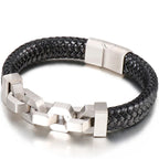 Friendship Man Bracelets Stainless Steel Braided Genuine Leather Wristband Boys Cuff Bracelet Men Jewellery Gifts For