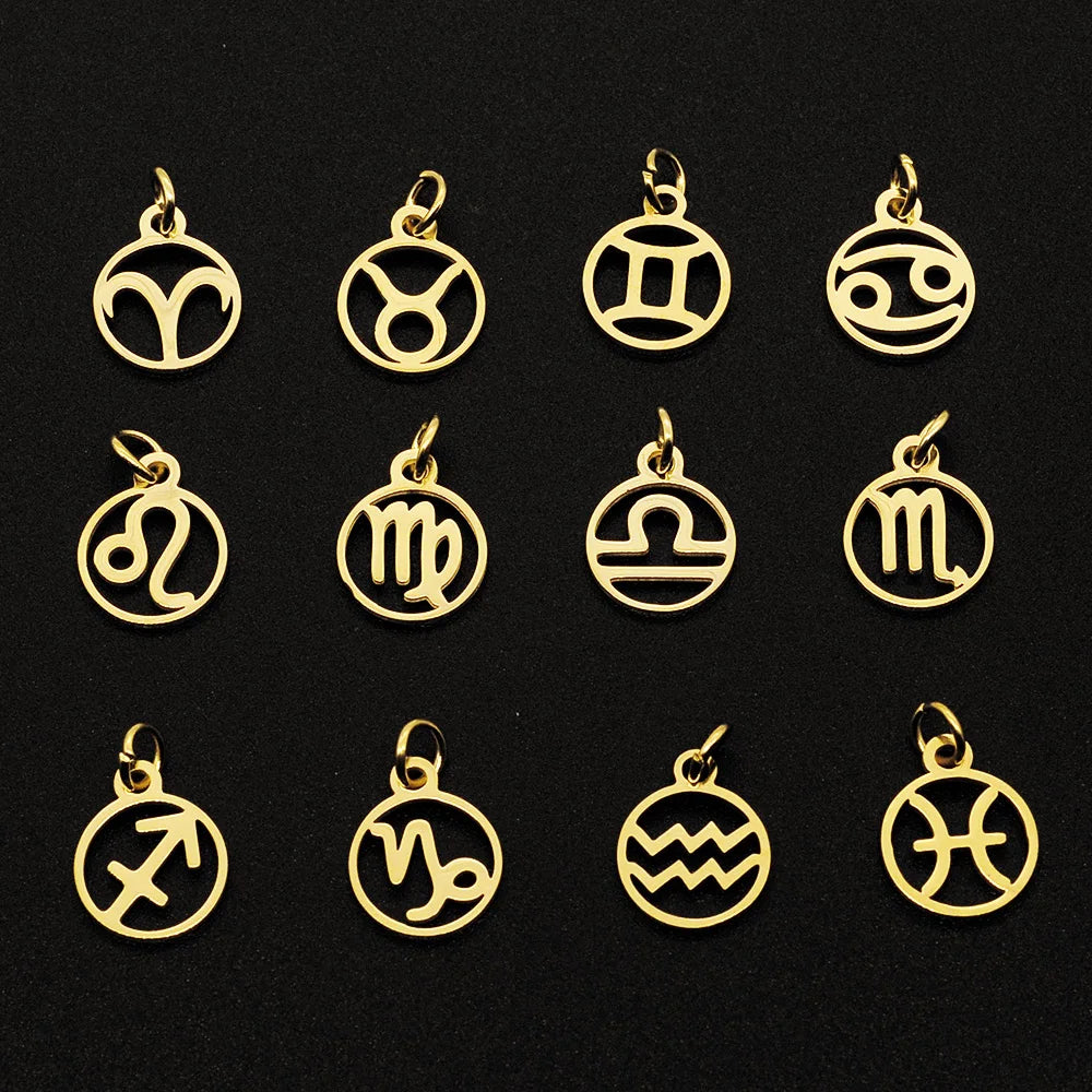 Zodiac Sign Charm Earrings Set — Stainless Steel