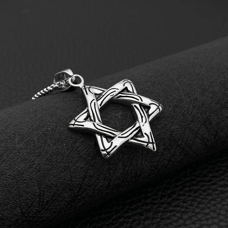 Silver Star of David Pendant Necklace — Stainless Steel