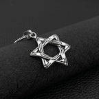 Silver Star of David Pendant Necklace — Stainless Steel