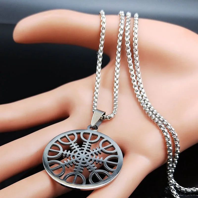 Viking Compass Pendant Necklace — Stainless Steel