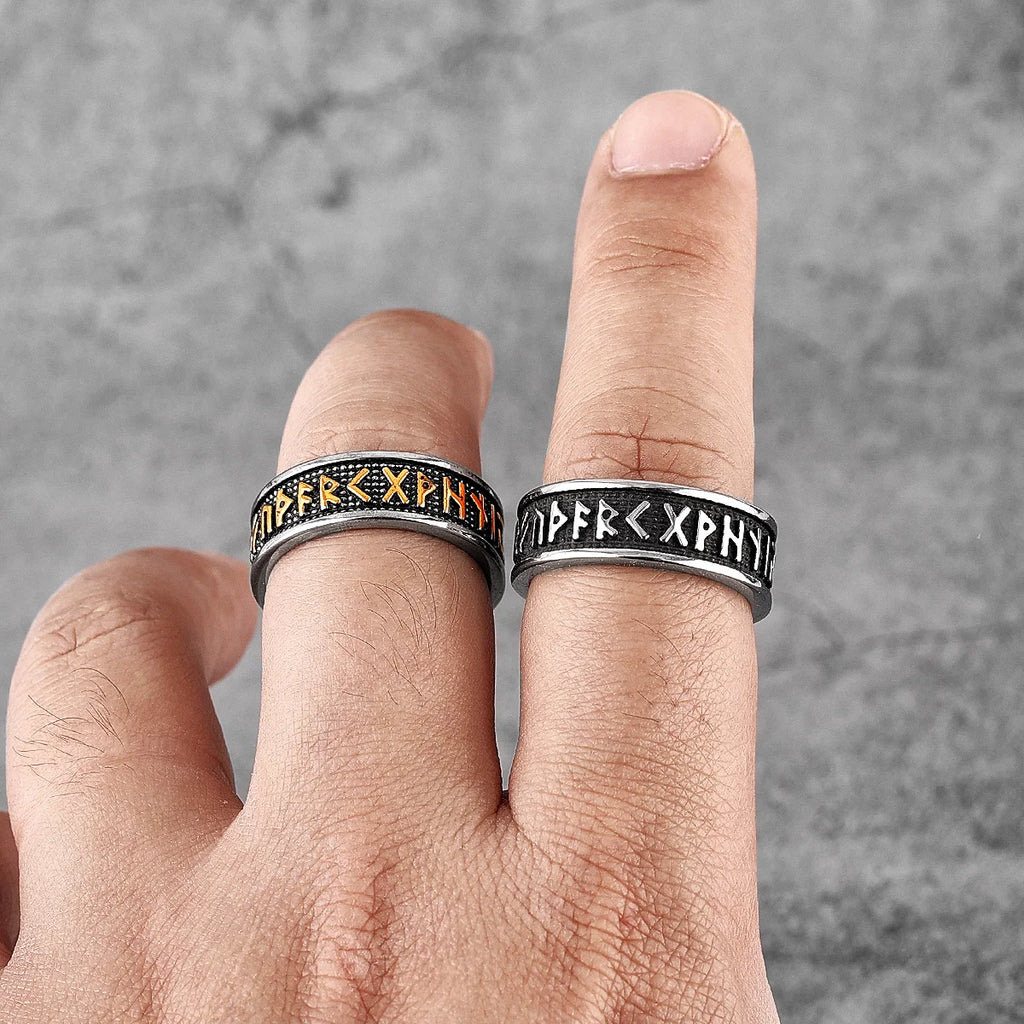 Retro Viking Character Stainless Steel Mens Rings Punk Simple Amulet For Male Boyfriend Biker Jewelry Creativity Gift