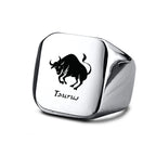 Vnox 18mm Signet Ring For Men Women, The Zodiac 12 Horoscope Constellation Sign Finger Band, Stainless Steel Aries Punk