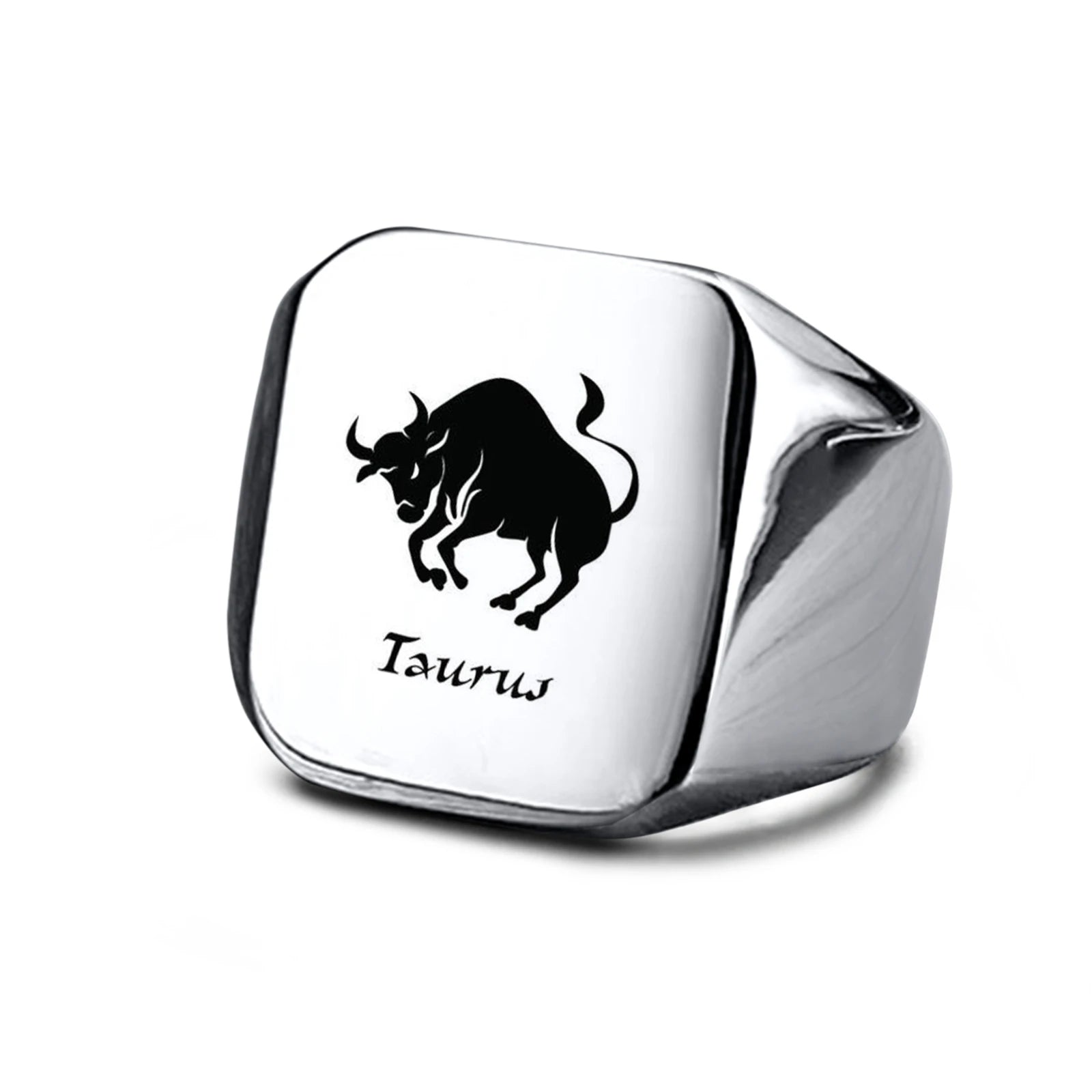Vnox 18mm Signet Ring For Men Women, The Zodiac 12 Horoscope Constellation Sign Finger Band, Stainless Steel Aries Punk