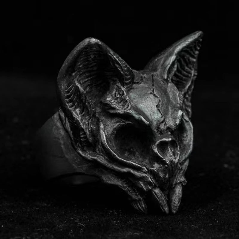 Rebellious Punk Gothic Men's Calvarium Satanic Skull Ring Men Motorcycle Stainless Steel Biker jewellery Halloween Gift