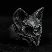 Stainless Steel Satanic Skull Calvarium Biker Ring