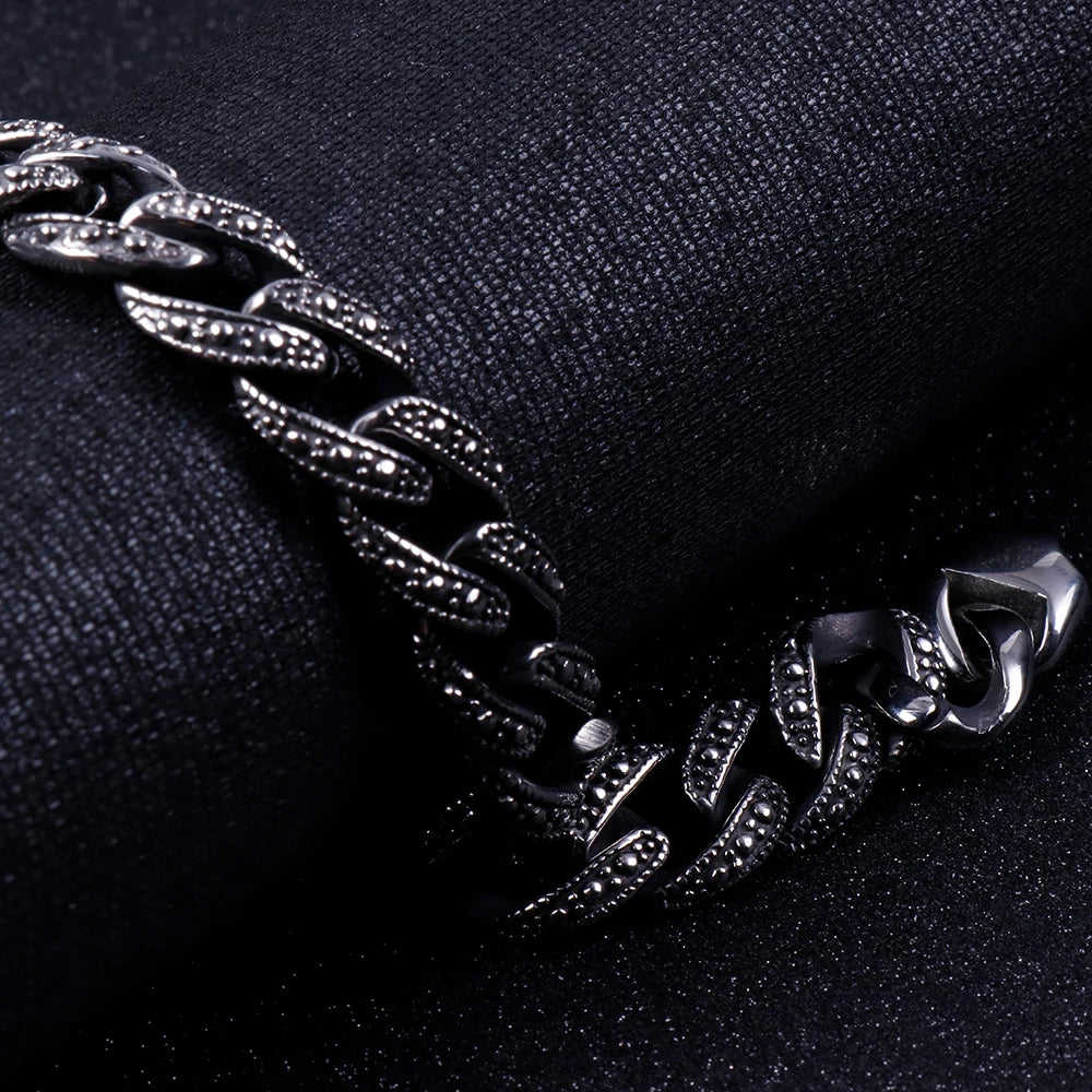 12MM 316L Stainless Steel Cuban Chain Bracelet Man Vintage Men's Bracelets Male Viking Jewelry Armband Boyfriend