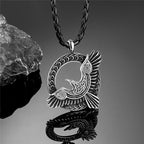Stainless Steel Norse Mythology Eagle Necklace Men Vikings Raven Never Fade Gold Color Vegvisir Slavic Runes Amulet