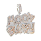 New Iced Out Bling Letter Hood Baby Pendants Necklaces Cubic Zirconia Two Tone Color Charm For Men Women Hip Hop Jewelry