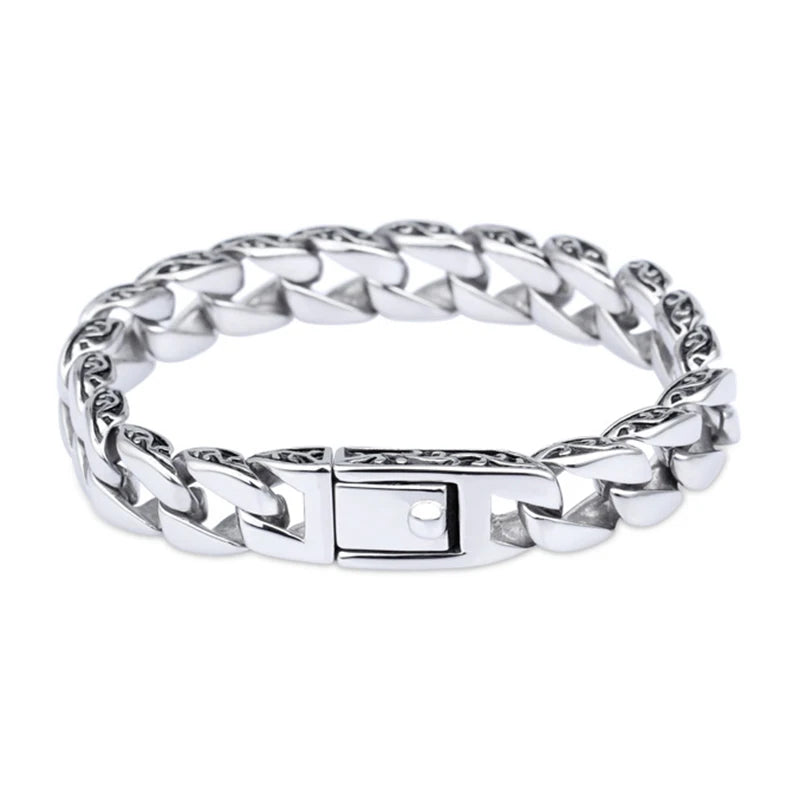 Punk Rock Viking Cuban Curb Bracelet Wrist Men Retro Hiphop Stainless Steel Charm Chain Male Dragon Bracelets Bangle