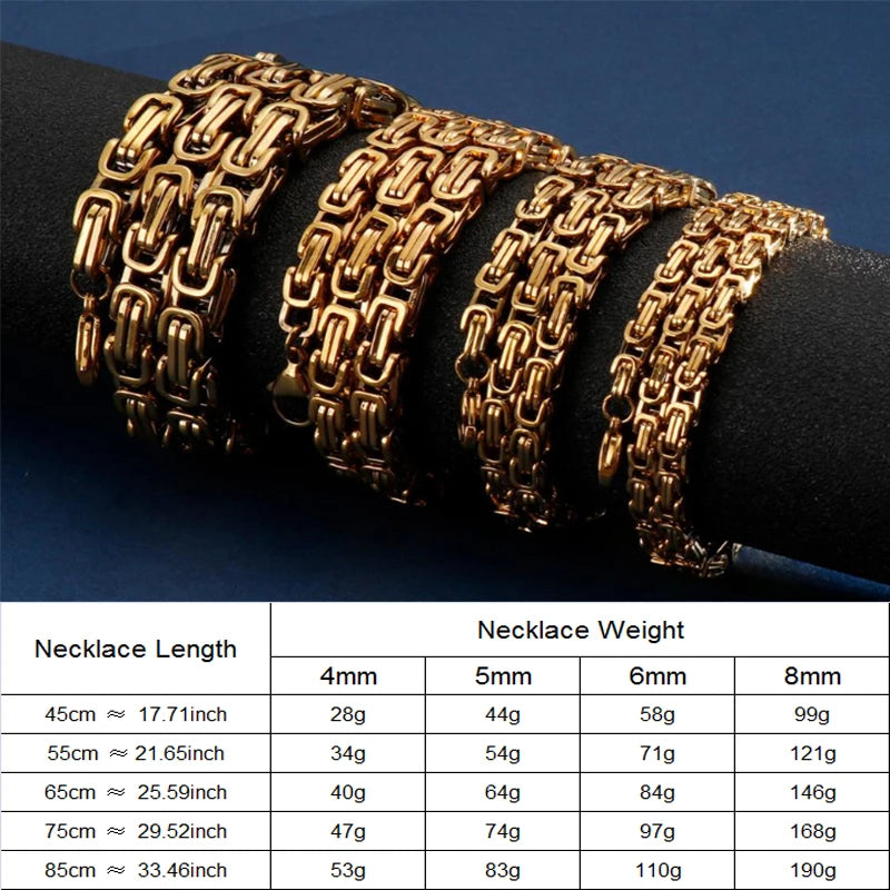 4/5/6/8mm Width Royal Box Chain Necklace For Men Male Stainless Steel Long Necklace Personalise Jewelry Boyfriend Gift