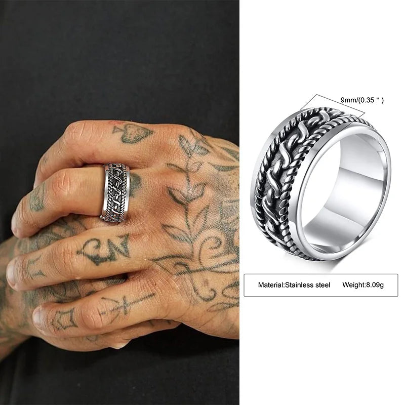 Twisted Rope Design Ring — Stainless Steel